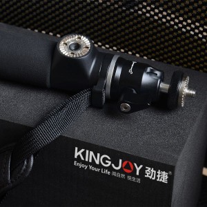 KINGJOY Extensión de cámara de aluminio Selfie Stick H100D-63 con cabezal giratorio de metal de 360 ​​grados